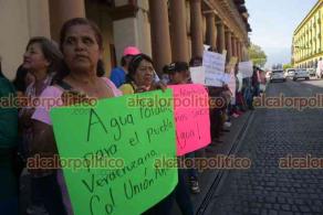 Xalapa, Ver., 28 de febrero de 2024.- Integrantes del Movimiento Antorchista protestaron por los aos que llevan sin agua en diferentes colonias de la Capital.