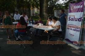 Xalapa, Ver., 6 de junio de 2024.- Ayuntamiento instal� M�dulo de Salud en el parque Ju�rez para que ciudadanos acudan a checarse la presi�n y la vista.
