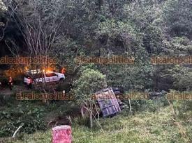 Xalapa, Ver., 24 de septiembre de 2024.- En la carretera de El Castillo hacia El Tronconal, un camin de volteo se sali del camino, dejando una persona muerta y a otra herida.


