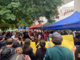 Xalapa, Ver., 14 de octubre de 2024.- Integrantes del PJF ofrecieron una conferencia de prensa frente al Palacio de Justicia Federal, en Arco Sur. ?Gobierno de MORENA humanista identifica a las personas juzgadoras con un nmero?, reprocharon tras el proceso de insaculacin por tmbola en la Cmara alta.