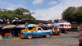 Xalapa, Ver., 28 de octubre de 2024.- A unos das de Todos Santos, llegan las flores de cempaschil a los puestos de La Rotonda.