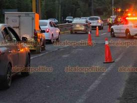 Emiliano Zapata, Ver., 26 de julio de 2026.- Múltiples baches se observan en el tramo carretero donde este domingo murió un motociclista.